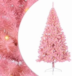 vidaXL Künstlicher vorbeleuchteter Weihnachtsbaum Rosa 210 cm PVC 3397085