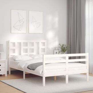 vidaXL Massivholzbett mit Kopfteil Weiß 3193892