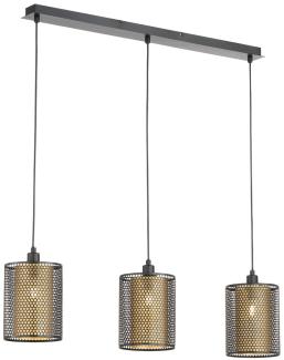 Hängelampe, 3 flammig, Höhe flexibel, gold, H 150cm, CHEVAL