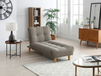 Vente-unique - Recamiere ausklappbar - Stoff - Taupe - ESTEBAN