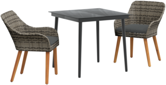 vidaXL 3-teiliges Garten Essset Grau Poly Rattan 3261677