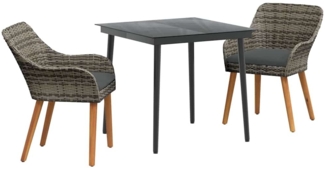 vidaXL Garten Essgruppe mit Kissen 3 pcs Grau Poly-Rattan 3261677