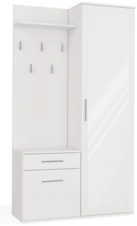 MAGOWA Kompaktgarderobe Moderner Kleiderschrank mit Spiegel & praktischer Flurgarderobe (3-teilig) Höhe: 180 cm - Breite: 100 cm - Tiefe: 35 cm