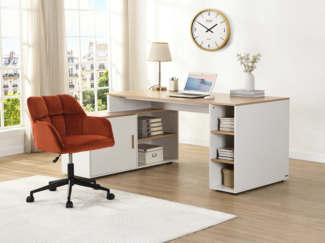 Vente-unique - Bürostuhl höhenverstellbar - Samt - Terrakotta & Schwarz - PEGA von Pascal Morabito