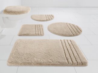 Möve Badematte Loft, Badvorleger, Badezimmer Teppich, Höhe 30 mm, rutschhemmend beschichtet, fußbodenheizungsgeeignet, schnell trocknend, strapazierfähig, Polyacryl, 2-tlg. Stand-WC Set, Badteppich, Badematten auch als 2 teiliges Set & rund