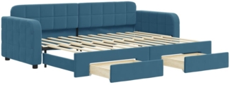 vidaXL Tagesbett Ausziehbar mit Schubladen Blau 80x200 cm Samt 3196969