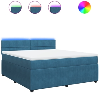 vidaXL Boxspringbett mit Matratze Blau 180x200 cm Samt 3290110
