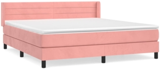 vidaXL Boxspringbett mit Matratze Rosa 180x200 cm Samt 3131038