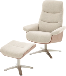 Amasra Loungesessel inkl. Hocker - LAKE wheat / Edelstahloptik / walnuss