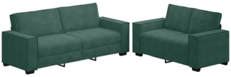 vidaXL 2-tlg. Sofagarnitur mit Kissen Dunkelgrün Samt 3324702
