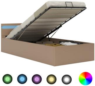 vidaXL Stauraumbett mit LED Cappuccino-Braun Kunstleder 90×200cm