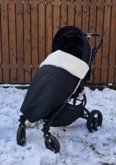 Wasserdichte, warme Decke für den Kinderwagen, Buggy, Jogger (Schwarz/Merinowolle)