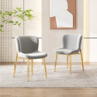 Flieks Esszimmerstuhl (Set, 2 St), 2er Set Polsterstuhl Wohnzimmer Schalenstuhl Samt, goldene Metallbeine