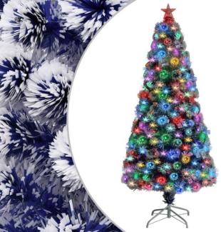 vidaXL Künstlicher Weihnachtsbaum mit LED Weiß & Blau 150 cm Glasfaser