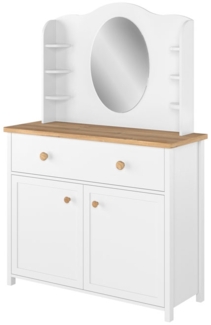 Schminktisch "Story" Frisiertisch 110x42cm weiß Nash Eiche mit Spiegel