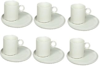 Elegante Kaffeetassen 12-teilig aus Porzellan mit Unterteller - 220 ml Creme