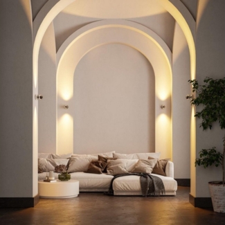 Neona LED Wandleuchte PONTOS Chrom, Dimmbar per Fernbedienung, LED fest integriert, Warmweiß