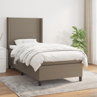 vidaXL Boxspringbett mit Matratze Taupe 90x190 cm Stoff 3131237