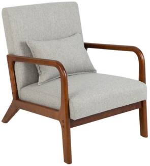 COSTWAY Relaxsessel, gepolstert, mit Armlehnen & Kissen, Holz, 65 x 79 x 77 cm