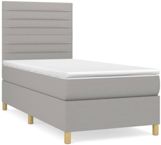 vidaXL Boxspringbett mit Matratze Hellgrau 90x190 cm Stoff, Härtegrad: H2 [3142377]