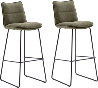 2er Set Barhocker Hampton - Olive / Schwarz
