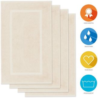 Lavea Badematte 4er Set Badeteppiche Elena Frottee 50x80 cm Badvorleger, 100% Baumwolle, 500 g/m² Frottier, weich & saugstark, pflegeleicht