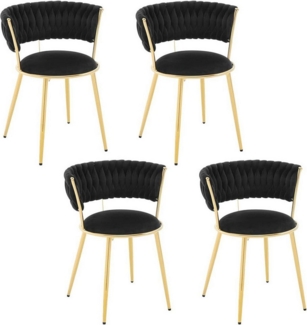 Woltu Esszimmerstuhl (4 St), mit gewebter Rückenlehne, Design Stuhl Metallbeinen, Sessel Samt