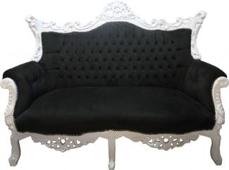 Casa Padrino Barock 2-er Sofa Master Schwarz / Weiss - Antik Stil Möbel