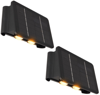 2x LED Wandlampe Solarleuchte, Akku, schwarz, L 17 cm