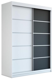 Schwebetürenschrank PARIS 2-türig Schrank 180 cm (mit Spiegel) Farbe: Weiß , schwarz