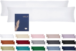 Vielit Seitenschläferkissen Bezug 40x145 2er Set Weiß Weich Öko-Zertifikat