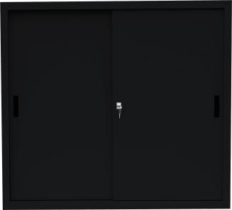 Schiebetürenschrank Schiebetüren Büro Aktenschrank Sideboard aus Stahl Schwarz 1090 x 1200 x 450 mm (Höhe x Breite x Tiefe) 550149