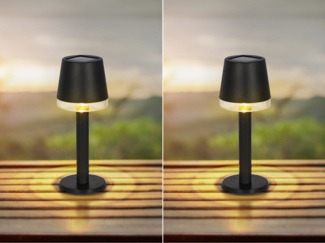 2er Set Kleine LED Outdoor Solar Tischleuchten in Schwarz, Höhe 21,5cm