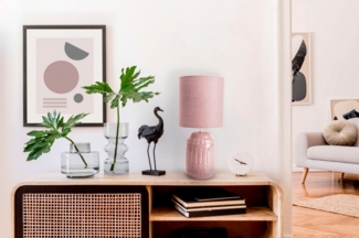 näve Tischleuchte Erida, ohne Leuchtmittel, Textilschirm, Keramikfuß, rosa, 1x E14 exkl, Zuleitung 120cm