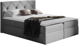 Boxspringbett Nakir, Hellgrau, 140x200 cm