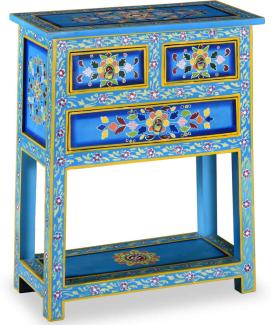 vidaXL Sideboard mit Schubladen Massivholz Mango Türkis Handbemalt 244840