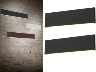 2er Set Flache LED Wandleuchten Up & Down Anthrazit 3 Stufen Dimmer, Breite 28cm