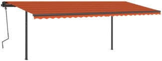vidaXL Markise Automatisch Einziehbar mit Pfosten 6x3,5 m Orange Braun 3070290