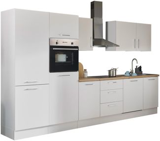 Stella Trading Turin ZB Küchenzeile 340 x 211 x 60 cm, weiß - Ohne Küchengeräte - Moderne, geräumige Küche in Artisan-Eiche Optik mit viel Stauraum