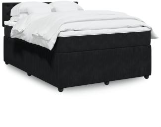 vidaXL Boxspringbett mit Matratze Schwarz 140x190 cm Samt 3290048