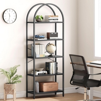 GarveeMore Bücherregal Standregal mit 5 Ebenen,gewölbt Display Racks,180x60x28cm, mit Kippschutz,für Schlafzimmer,Wohnzimmer,Home Office
