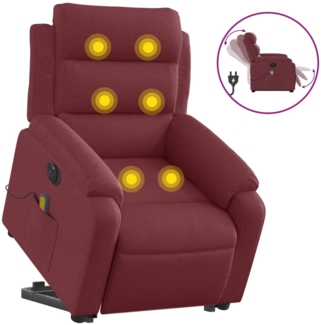 vidaXL Elektrischer Massagesessel mit Aufstehhilfe Weinrot Stoff 3205019