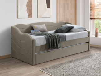 Vente-unique - Ausziehbett 2 x 90 x 190 cm - Samt - Beige - LENVIA