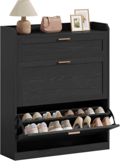 MSMASK Schuhschrank mit 2 Klappen, 24 x 80 x 104 cm Schwarz