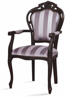 Casa Padrino Luxus Barock Esszimmer Stuhl mit Armlehnen Lila / Dunkelbraun - Barock Esszimmer Möbel