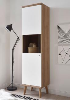 Vitrine Standvitrine Stauraumvitrine Merle 50cm eiche riviera weiß matt