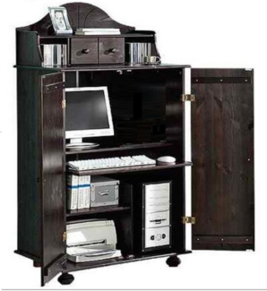 Clever-Moebel Computerschrank PC-Schrank, Sekretär aus Kiefernholz, Computerschrank Schreibtisch Breite: 83cm, Tiefe: 57cm, Höhe: 123,5-154cm