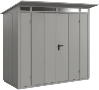 Hörmann Metall-Gerätehaus Berry Modern mit Pultdach Typ 1, 248 x 153 cm, graualuminium, 3,8 m²,2-flüglige Tür