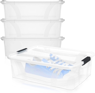 BigDean 3er Set Aufbewahrungsbox mit Deckel transparent - 7L + Clipverschluss - Stapelbox Ordnungsbox Clipbox Lagerbox Box mit Deckel Storage Boxes - Klarsichtbox mit Deckel – stapelbar