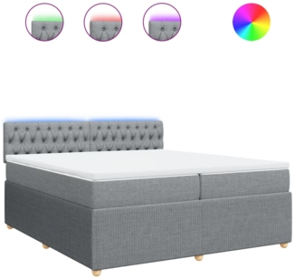 vidaXL Boxspringbett mit Matratze Hellgrau 200x200 cm Stoff 3289870